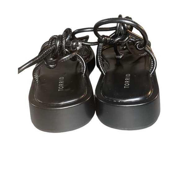 NWT Torrid Tie Ankle Strappy Flatform Sandals Black Size 8.5 Extra Wide Width - Picture 6 of 12